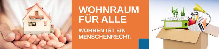 Kleines Hausmodell in den Händen eine Familie, Titel,  offener Umzugskarton